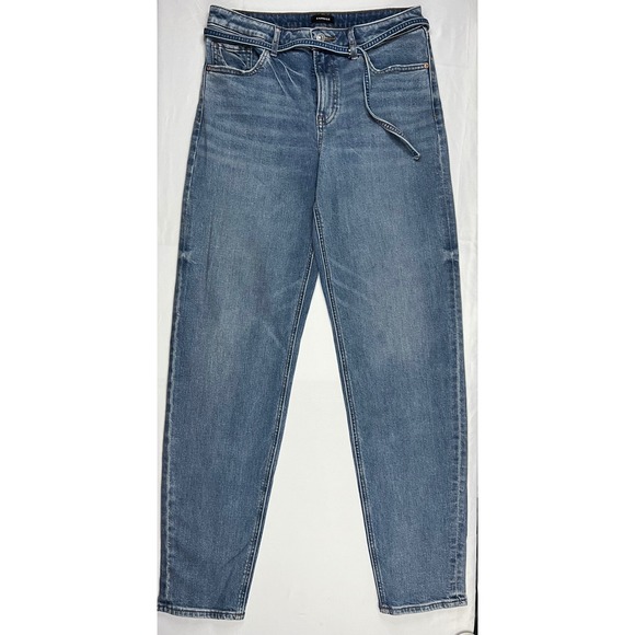 Express Denim - Express Relaxed Tapered Mid Rise Jeans Medium Wash Denim Belted 4R 006711639